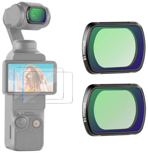 NEEWER Set di 2 Filtri Black Diffusion 1/4 e 1/8, Filtro Effetto Magnetico per Obiettivo Compatibile con DJI Osmo Pocket 3 Gimbal Camera Creator Combo Accessori con Pellicole in Vetro Temperato,FL-B11