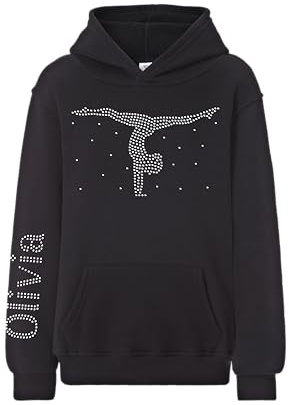 Personalised Gymnastics Hand Stand Hoodie – 5 to 13 Year Old Girl Gifts, Gymnastics Gifts for Girls, Stylish Girls Hoody Black 5-6 Years