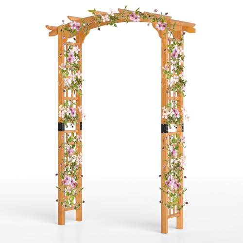HOMASIS Arco da Giardino in Legno, Arco per Rampicanti con Tettoia e Traliccio, Pergolato da Esterno per Rose, Glicine, Palloncini, Decorazione da Giardino per Festa e Matrimonio (Cupola)