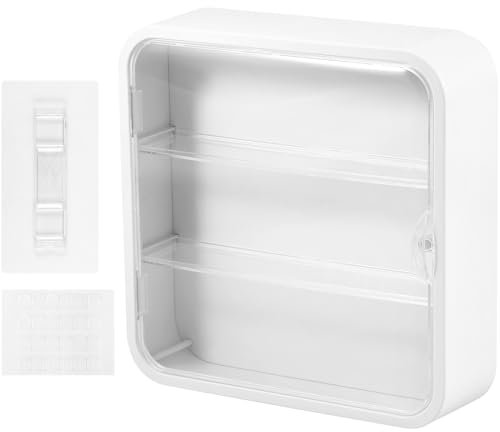 KEGAJEGA Vitrine für Figuren 3 Ebenen 30x30x8cm Wandvitrine Hängend mit Magnetischer Tür Sammlervitrine Schaukasten Vitrine für Miniaturen Mikromodelle Actionfiguren (Weiß)