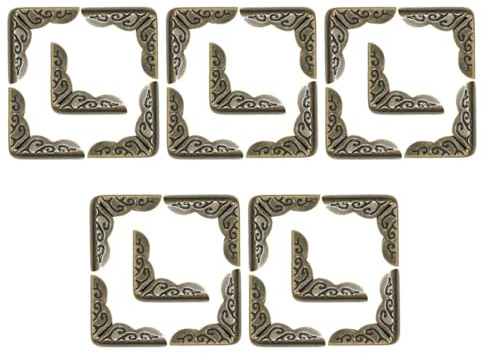 UKCOCO 50 Stück Vintage Metall Buchecken Schutz für Notizbücher Alben Scrapbooking Kantenschutz Eckenspanner Pappe DIY Bastelprojekte Robuste Buchkanten Schutzecken für Papier Dokumente