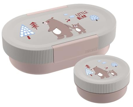 SIGG Lunchlåda set för barn – Lumo Bear Family – matlåda med extra burk – fjäderlätt brödlåda regnbåge – 2-i-1 – BPA-fri – 0,8 l