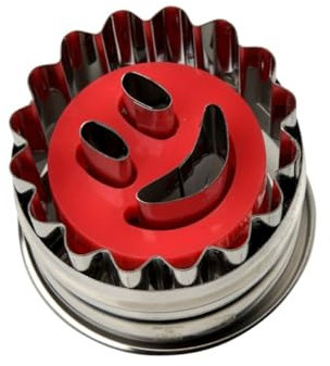 Dr Oetker 1499 Emporte-pièce poussoir pour biscuit linzer, emporte piece patisserie, emporte piece biscuit, cookie cutter, tampon smiley, ustensile patisserie, Acier inoxydable, 5 x 4 cm