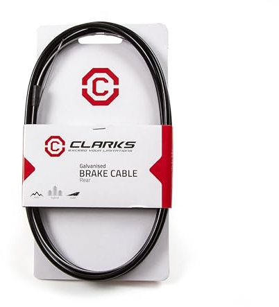 Clarks Universal Galvanised Rear Brake Cable - Black Brake Wires with Standard Outer Casing and All Fittings for MTB, Hybrid & Road Bikes