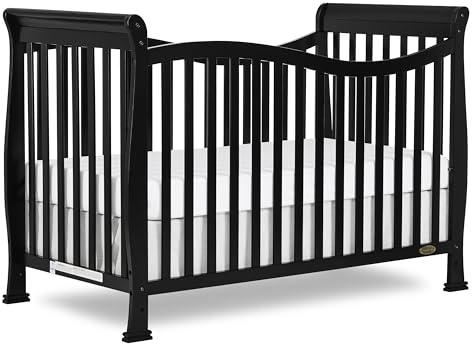 Dream On Me Violet 7 in 1 Convertible Life Style Crib in Black, Greenguard Gold Certified 58x29x39 Inch (Pack of 1)