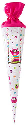 goldbuch 97 143 Schultüte mit Eulen-Motiv, Zuckertüte mit einer Länge von 70 cm, Geschenktüte mit farblich passendem Filzverschluss, Geschwistertüte, Lackkarton, Geschenkverpackung, Kostümaccessoire