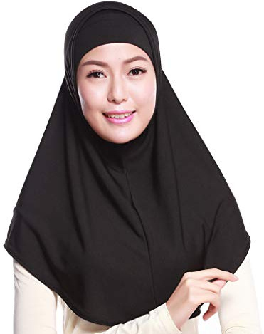 GUMEI Mujer 2 Piezas Color sólido Amira Jersey musulmán Hijab Suave algodón Estiramiento Cabeza Bufanda con Tubo Interior pañuelo Interior Capucha