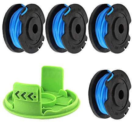 CDIYTOOL Trimmer Spool for Greenworks, 1.65mm dia 4.9m long, 4 Pack + 1 Cover, Compatible with G24LT, G24LTK2, G24LT30M, G24LT30MK2
