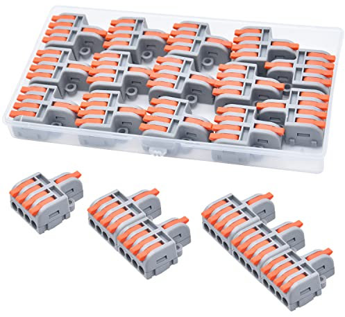 XALXMAW 14 Stück Kabelverbinder, 1 In 4 Out Kabelklemmen Elektro Verbindungsklemmen, 0.2-4mm² Leiter Klemme, DIY Kombinierbare Kompakt Lüsterklemme, Elektrische Anschlussblöcke