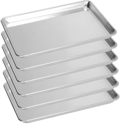 FSUON 6 Pack Big Size Baking Sheet Pan, Aluminum Commercial Cookie Sheet Pan, Durable & Anti-Stick 15”x 21”