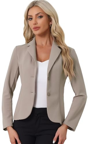 Allegra K Blazer Blazer för kvinnor (1-pack), Grå khaki, XS
