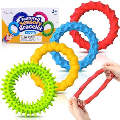 Sensory Fidget Toys for Kids: 4 Pack Textured Fidget Bracelet