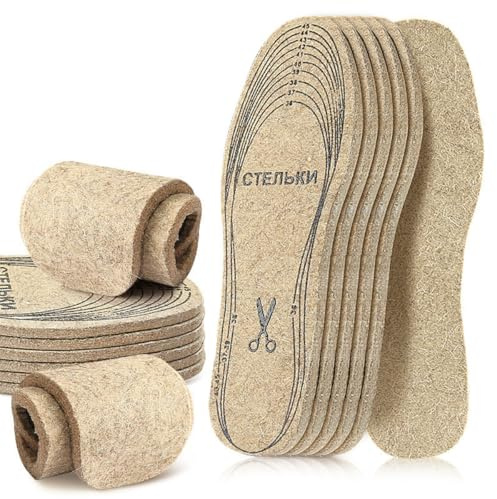 3 Pairs Wool Felt Warm Shoe Insoles, Cuttable Shoe Cushion Inserts