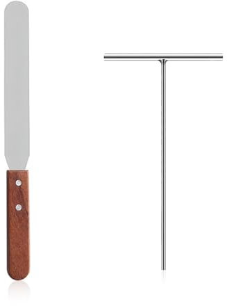 Set di Spatole e Spalma Crepes, Acciaio Inossidabile Spatola per Dolci, Distributore di Crepes a Forma di T e Spatola, Spatola per Crepes per Preparare Crêpes, Dessert, Torte