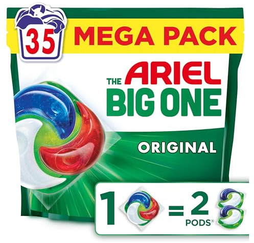 Ariel The Big One Laundry Capsules, 35 Washes, Original - Stain & Odour Removal PODS, Fast Dissolving in Cold, Ariel Pods