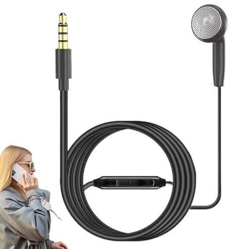 Cuffie a cavo singolo – Gancio rimovibile Earphone, Cuffie Musiche Mono Sport | Cuffie a orecchio singolo – Controllo filo per famiglia, dipendenti, studenti, gruppi Touring radio -Podcast