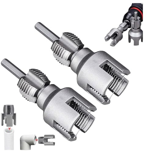 2 in 1 Integrated Internal & External Pipe Threading Tool 1/2 3/4 1 Npt 2025 Front Before PVC Pipe Re Threader Tool Electric Drill Thread Size Maker Kit for Plastic PPR Pipe Tap Die Set (1/2 + 3/4)