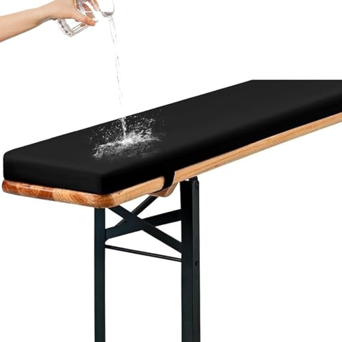 Generico Cuscino Imbottito per Panca da Birra per Mobili da Birreria 220x25, 180x23, 200x30 Cuscino Impermeabile per Panca da Esterno Seduta per Mobili Resistenti alle,Nero,170x23x3cm