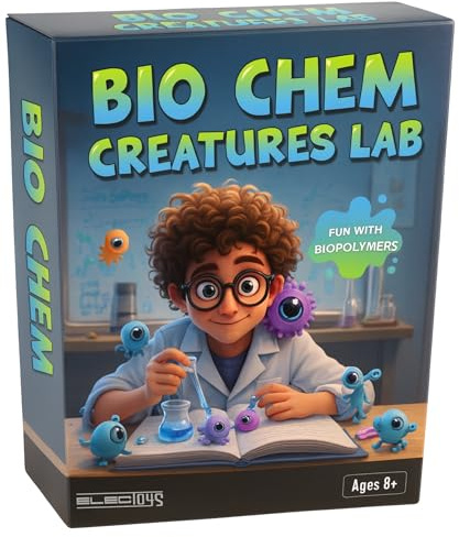 Bio Chem Creatures Lab Educational Science Kit For Kids Explore Biopolymers Hands-On STEM Chemistry Experiments Colourful Design Complete With Test Tubes Materials Instructions