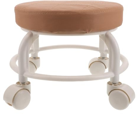 Cabilock Tabouret Pivotant à roulettes Rond Similicuir pour Maison Bureau Spa Déplacement Facile et Gain de Place