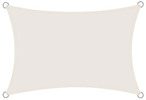 Rivenlo Toldo Vela Rectangular 3x6 m, Vela de Sombra Impermeable 6x3 m Protección Rayos UV PES Toldos para Exterior Terraza Patio Jardín, Crema