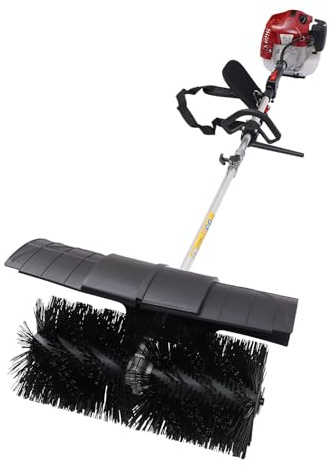 JAYEUW Handhållen snöslunga 52 CC gasdriven sopmaskin 2-takts 2,3 hk gräsklippare med fläkt och skyddsglasögon penselstorlek 23 x 52 cm, motorkvast för löv, gräsmatta och snö