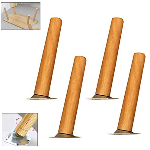 Pieds de support de meubles en hêtre massif avec accessoires de montage pour table de cuisine, canapé, lit, armoire, etc