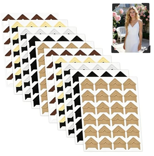10PCS Photo Corners for Scrap Book, Photo Stickers, Photo Corners Clear Self Adhesive, Self-Adhesive Classics Photo Corners for Albums and DIY Craft Projects (Multicolored)