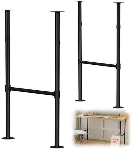 2 Pack Industrial Pipe Table Legs, Heavy Duty Meta Legs, Adjustable Feet