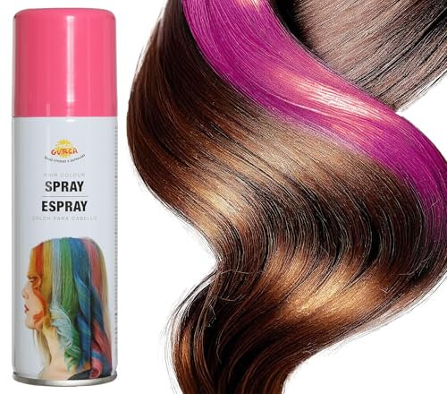 FIESTAS GUIRCA | Espray para el Cabello Rosa (125ml) - Maquillaje en Spray para Halloween, Fiestas de Cumpleaños, Fin de Año y Celebraciones - Pintura de cabello para Adultos y Niños - Rosa