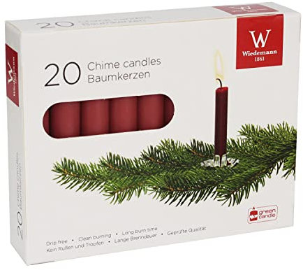 Christmas tree candles 96 x 13 mm, 20 Candles, Bordeaux