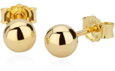 NKlaus 5mm Kugel Ohrstecker Gold 585 - Ohrringe Gold - 14 Karat Gelbgold - Schmuck Damen & Kinder - Kugelstecker - Paar - 5573