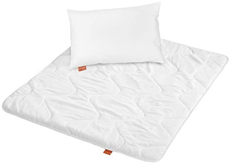 sleepling 197121 Kinder Betten Set | Kinderkopfkissen Kissen 40 x 60 cm + Bettdecke 100 x 135 cm Ganzjahresdecke | Mikrofaser Decke | Ökotex | Wärmeklassengarantie | Made in EU, weiß