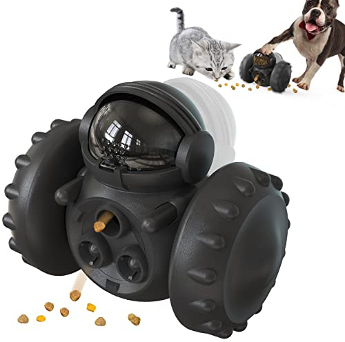 MMSGA Jouet Distributeur de Nourriture pour Chien de Chat，Jouet éducatif Animaux，Voiture d'équilibre Non électrique, pour l'entraînement IQ et Les Compétences de Recherche de Nourriture (Noir)