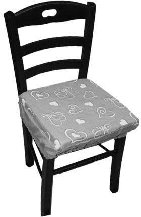 Russo Tessuti 6 Cuscini Sedia Imbottiti con Elastico Sfoderabile Coprisedia Cuore Paris Love-Grigio