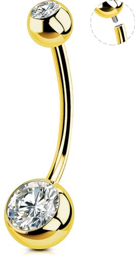 OUFER Navel Rings, 316L Surgical Steel Internally Threaded Belly Piercing, 14G, 14MM