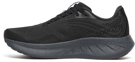 Saucony Men's Ride 18 Sneaker, Black/Shadow, 14 Wide