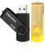 ENUODA USB Stick 16GB 2 Stück Speicherstick USB 2.0 Metall Rotate Flash-Laufwerk mit LED-Indikator (Schwarz Gelb)