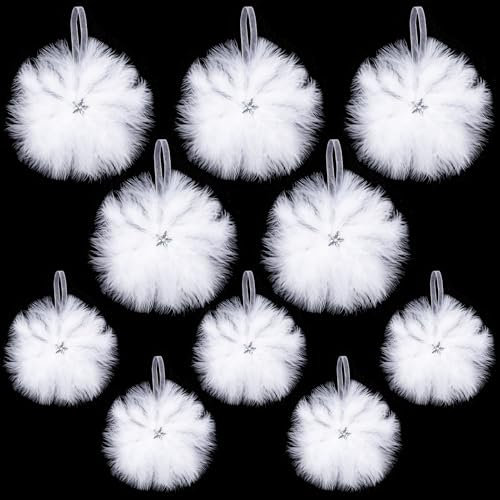 Becellen 10 Pezzi Addobbi Piuma di Natale, Bianca Decorazioni Natalizie per Albero Fantasia Angelo Piuma Ornamenti per Feste di Natale Invernali
