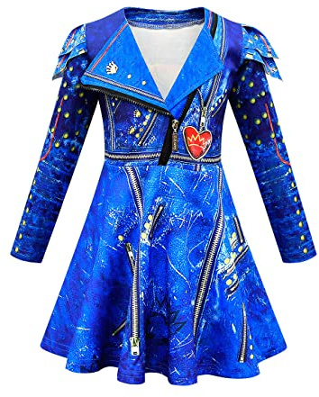 laughZuaia Barn flickor dragkedja klänning handskar set prinsessa röd rosa blå cosplay kostymer (160, evie)