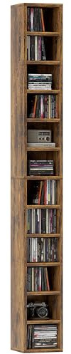 HOMCOM 204 CD Storage Unit Narrow CD Rack 12 Tiers 175 cm, Rustic Brown