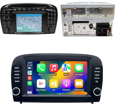 Autoradio Android con navigazione GPS, WiFi, Phone Mirrorlink, radio FM-RDS, Carplay, Stereo Audio Auto Radio Ricambio per Mercedes-Benz SL R129 R230 SL55AMG SL63AMG SL65AMG SL280 SL300 SL350 SL500