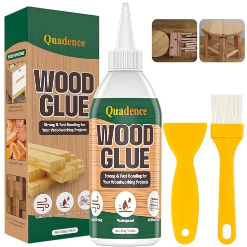 Wood Glue for Furniture Heavy Duty, Quadence Strongest Wood Glue for Woodworking, Waterproof Multi-Surface Adhesive Bonds Most Anything! Clear Furniture Glue for Crafts, Furniture, Cabinets (200g)