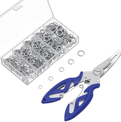 Pawfly 250 Anneaux Ouverts et Pinces pour Anneaux 5 Tailles Kit Pêche Acier Inoxydable pour Eau Salée et Douce Connecteurs Leurres