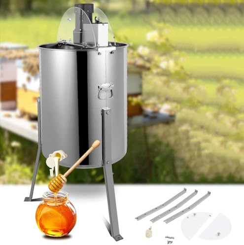 Electric Honey Extractor, Stainless Steel Honeycomb Drum Spinner with Transparent Lid, Beekeeping Centrifuge Equipment for Honey Extraction, Adjustable-Speed, for Apiary, Business 4Frame ( 2Frame)