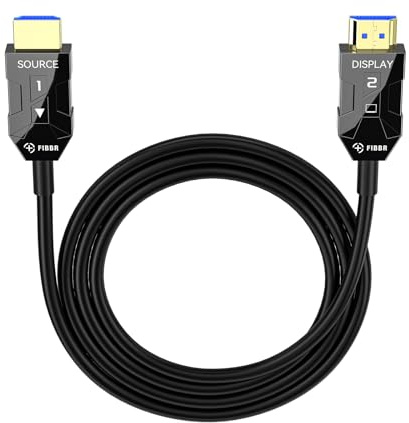 FIBBR 8K HDMI 2.1 Fiberkabel, 48Gbps Ultra Höghastighet HDMI-kabel/AOC Aktiv Kabel, 8K@60Hz 4K@120Hz 144Hz eARC HDCP 2.2 och 2.3 Dynamisk HDR Dolby-ljud för hemmabio, Spelälskare och HD-video (5M)