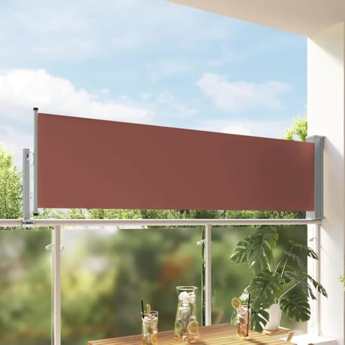 Nqyjm Tenda da sole laterale allungabile, 80 x 300 cm, marrone, parasole, per balcone, terrazza, giardino