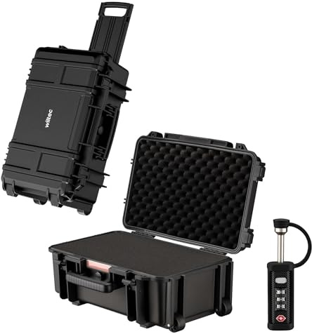 Wiltec Skyddsväska 54,5 x 32,4 x 21,5 cm med TSA-lås, vapenkoffert för kortvapen, pistolkoffert med skumvaddering, vapenväska med hjul