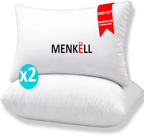 Cuscini Letto per Federe Standard 80x50 - Guanciali Anallergici, Antiacaro e Traspiranti - Imbottitura in Fibra Vergine Ultra-Soffice, Rivestimento 100% Cotone - Altezza 20cm (78x48cm, 2 Cuscini)