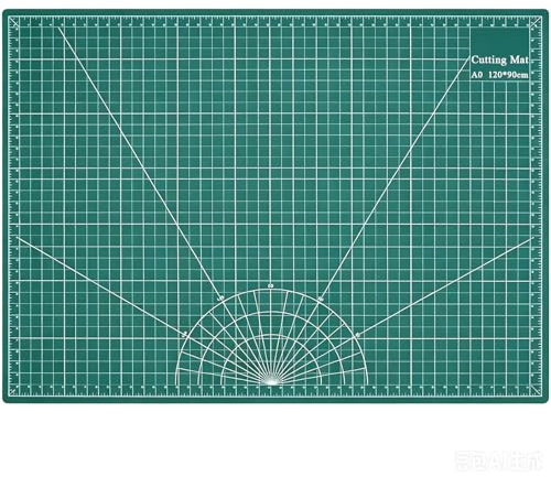 Skärmatta A0 90 x 120 cm, 3 mm tjock självläkande skärunderlag dubbelsidig, skärbeständigt pysselunderlag med rutlinjer, PVC skärmatta för sömnad, quiltning, modellbygge läderarbete, grön